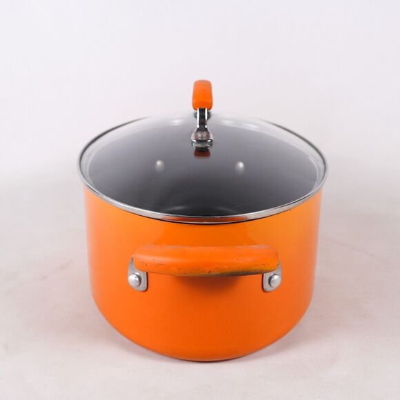 Rachel Ray Dutch Oven Nonstick Porcelain Cookware Oval Pasta Pot 8 QT Orange Lid - Picture 4 of 14